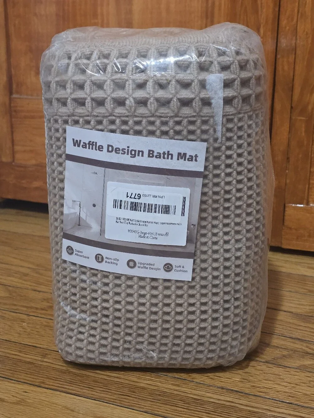 Waffle Bathroom Runner Rugs, Super Absorbent Bath Mat Non Slip 61x183